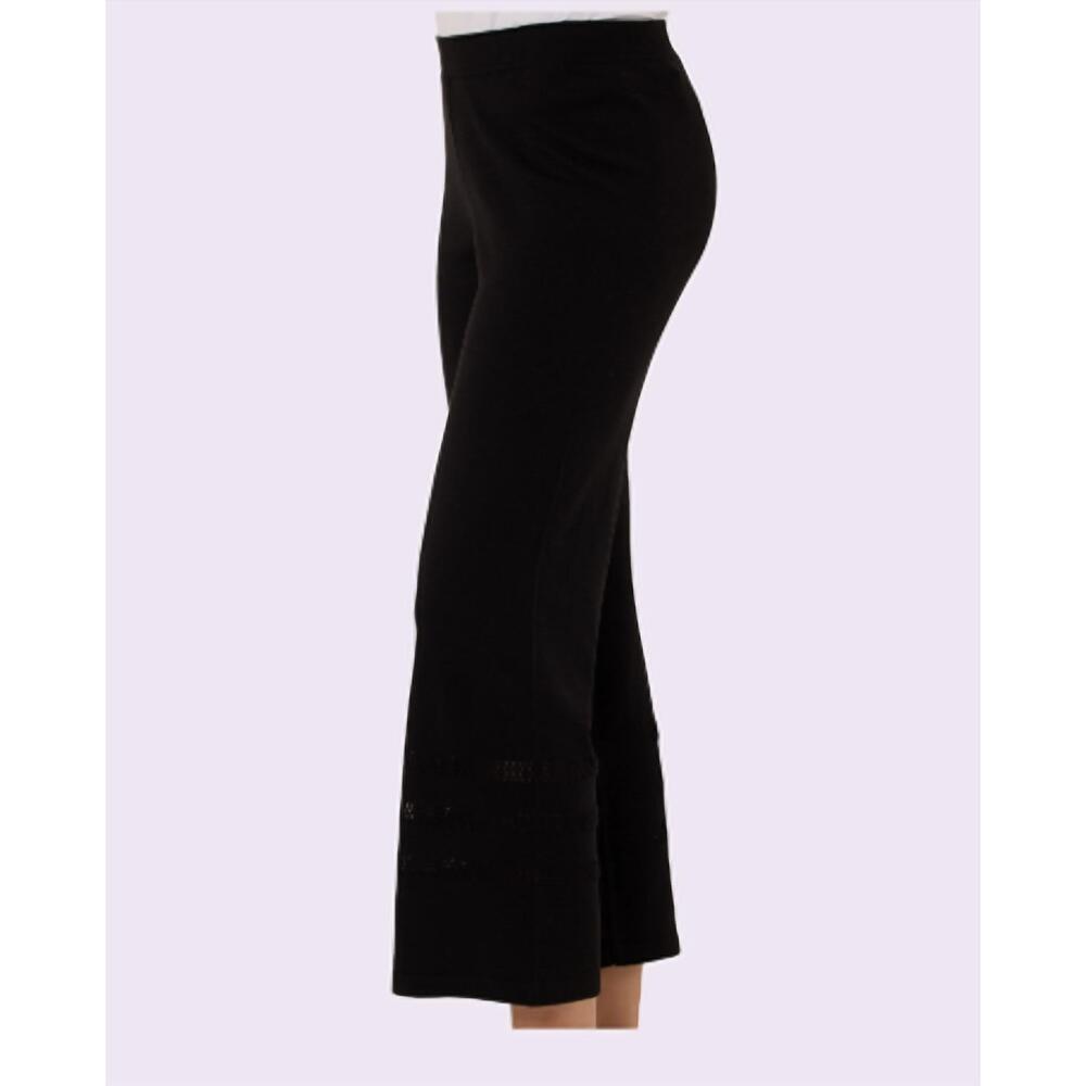 NEW FRENCH KYSS women's crochet detail pant in black